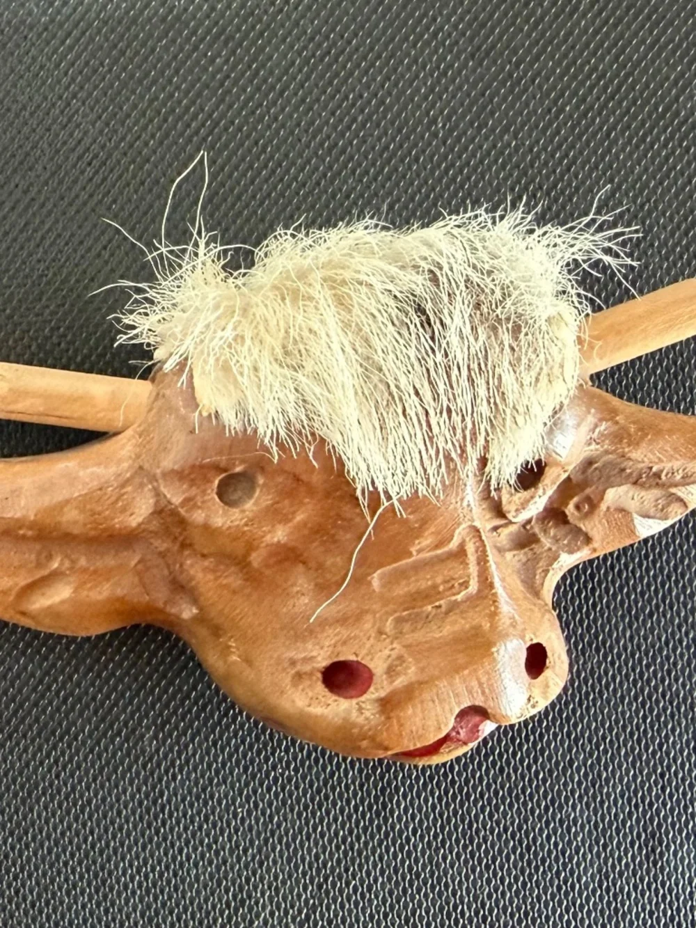 1940s Elzac Carved Wood Bull Brooch